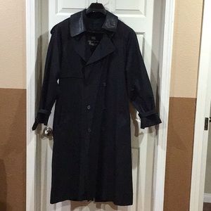 London Fog Mens Black Lined Trench Coat Size 42 Regular
